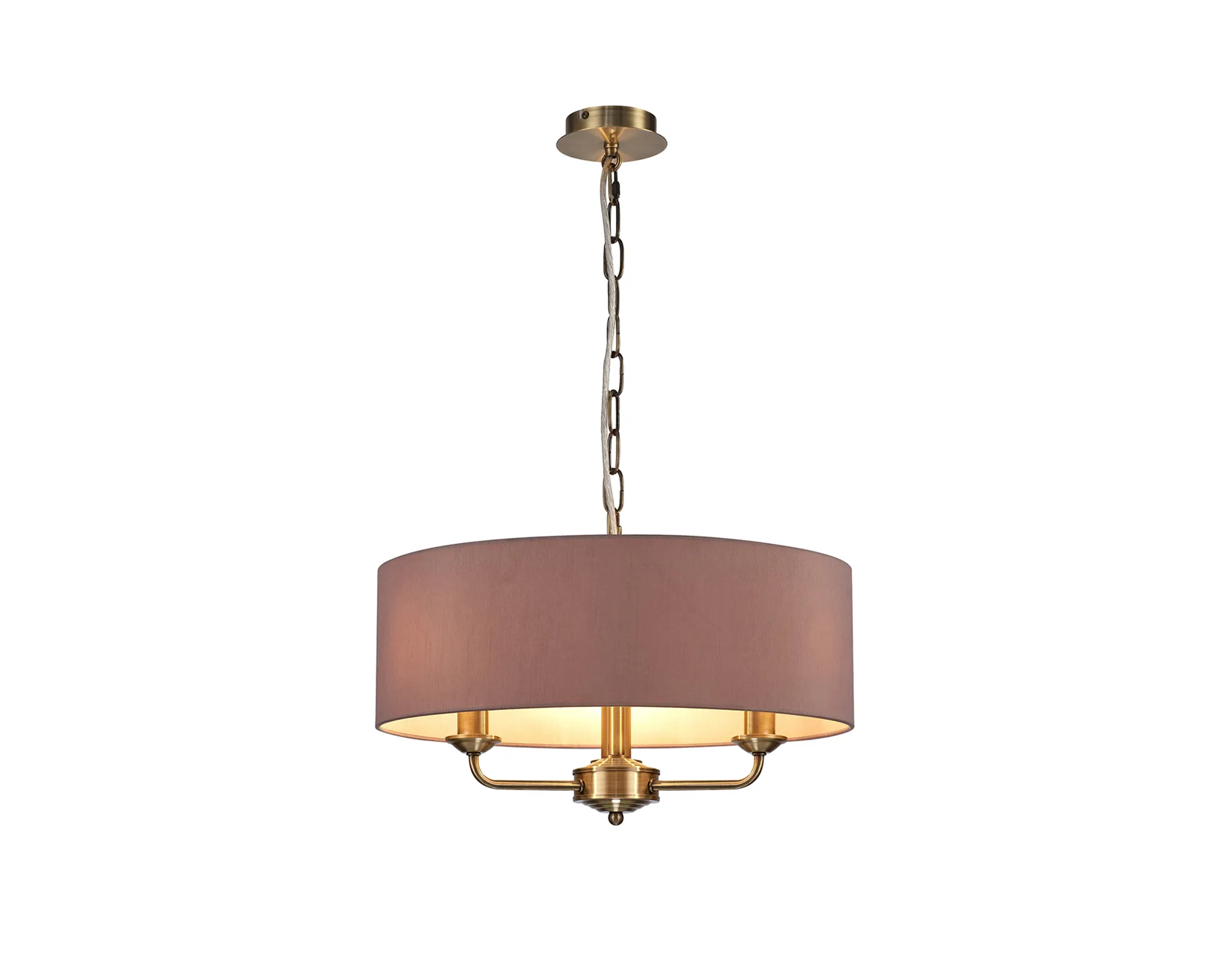 DK0042  Banyan 45cm 3 Light Pendant Antique Brass; Taupe/Halo Gold